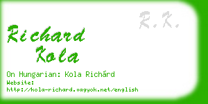 richard kola business card