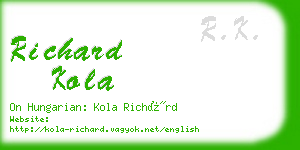 richard kola business card